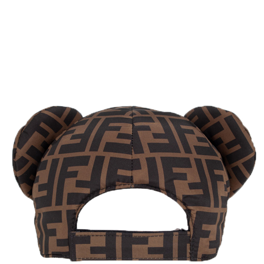 Fendi Unisex FF Print Bear Cap Brown