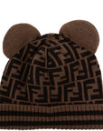 Fendi Unisex Bear Ears Wool Hat Brown