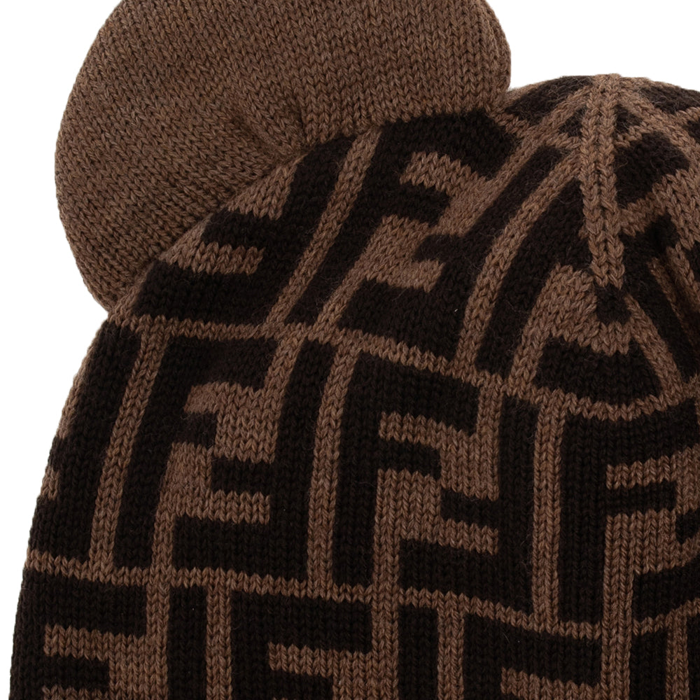 Fendi Unisex Bear Ears Wool Hat Brown