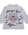 Kenzo Baby Boys Long Sleeve Tiger  T-Shirt Grey