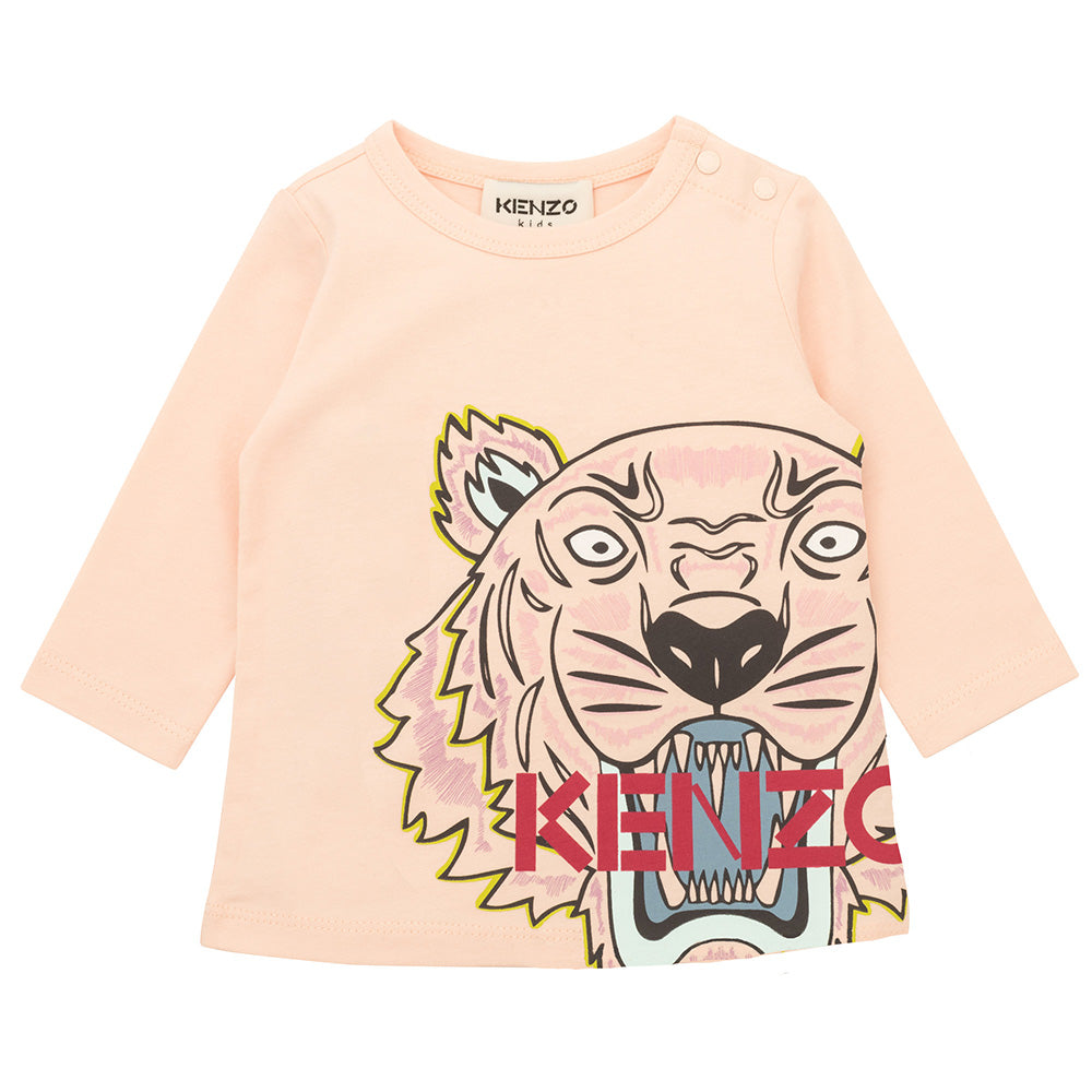 Kenzo Baby Girls Tiger Print Long Sleeved T-shirt Pink
