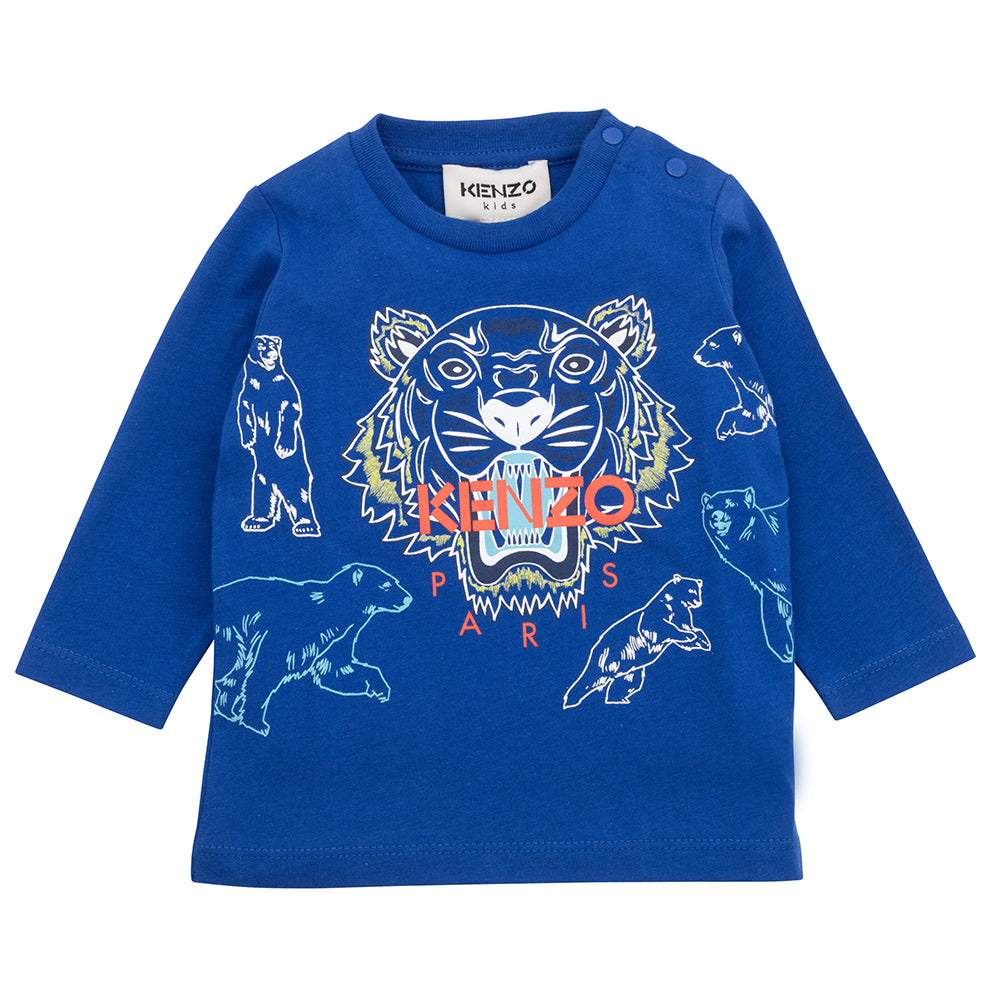 Kenzo Baby Boys Tiger Print T-shirt Blue