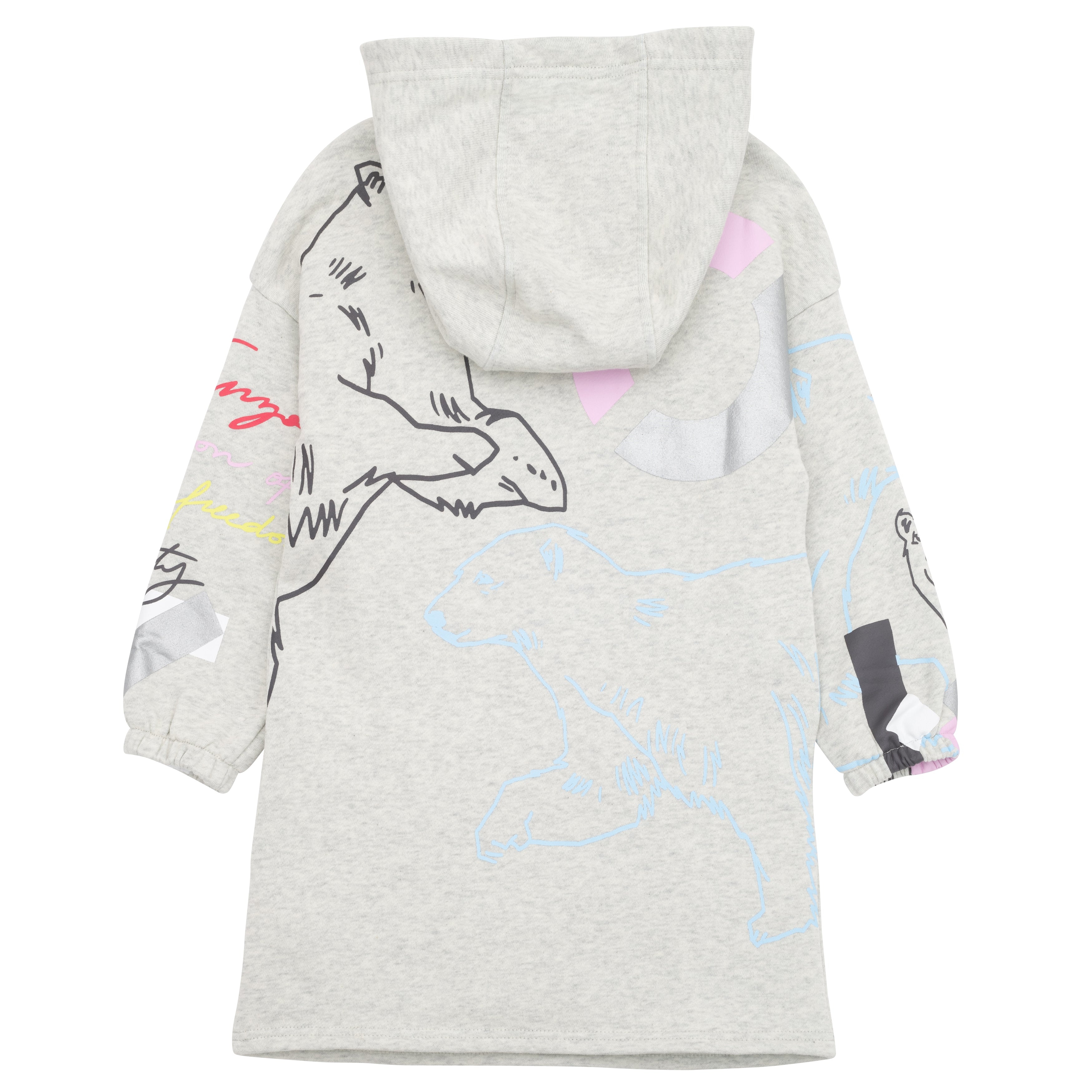 Kenzo Girls Multi Iconic Logo Dress Grey