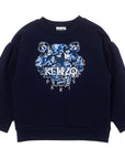 Kenzo Girls Tiger Logo Sweater Navy