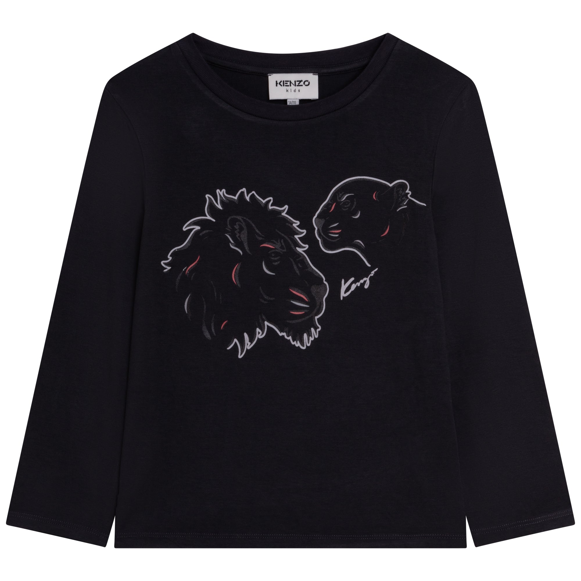 Kenzo Boys Tiger Print Long Sleeve T-Shirt Charcoal Grey