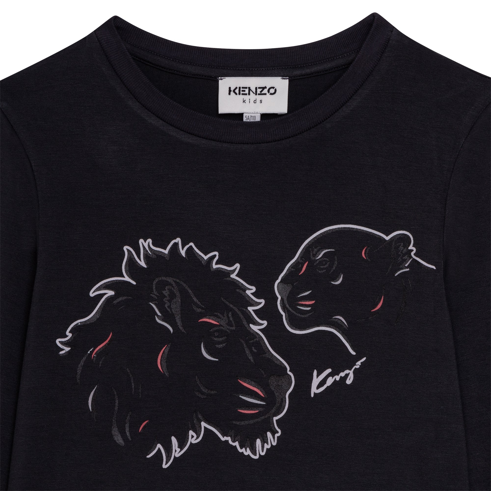 Kenzo Boys Tiger Print Long Sleeve T-Shirt Charcoal Grey