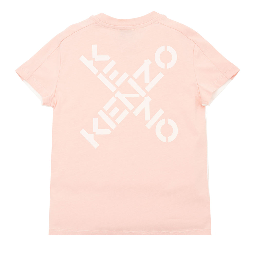 Kenzo Girls Logo Crew Neck T-Shirt Pink