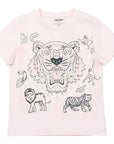 Kenzo Girls Tiger Print T-Shirt Pink