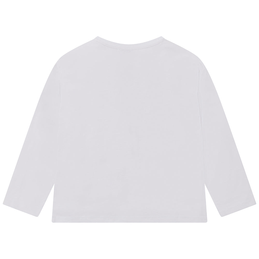 Kenzo Girls All Over Logo Print Long Sleeved T-shirt White