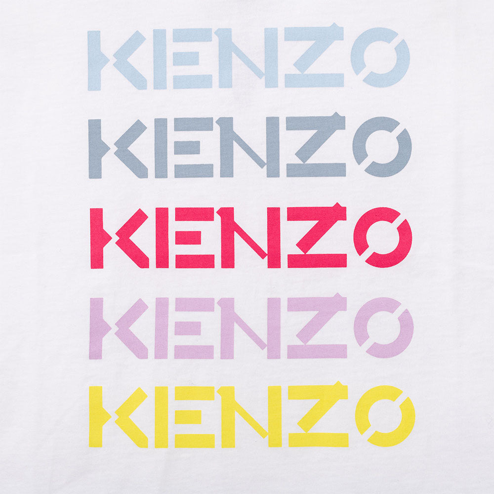 Kenzo Girls All Over Logo Print Long Sleeved T-shirt White