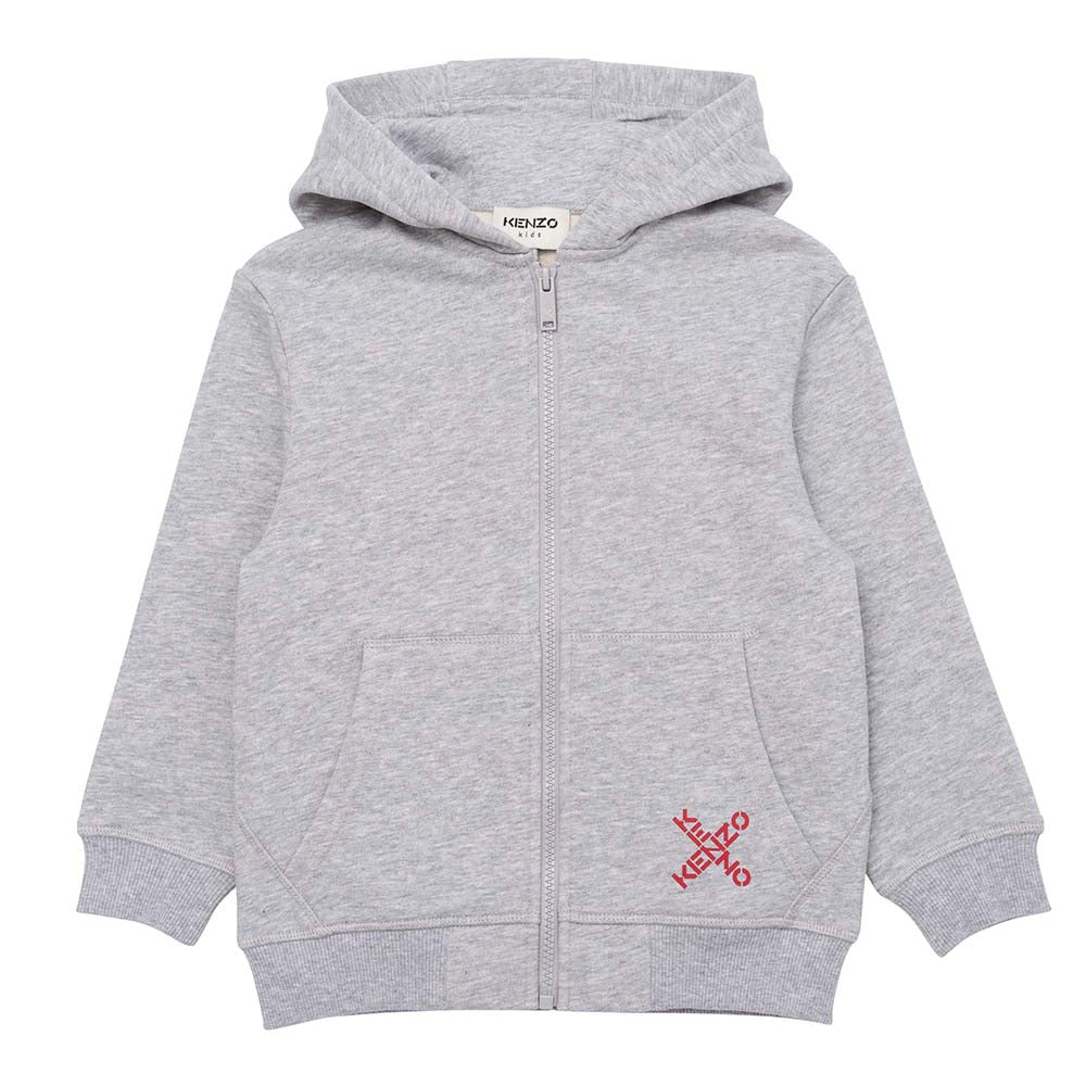 Kenzo Boys Big X Logo Hoodie Grey