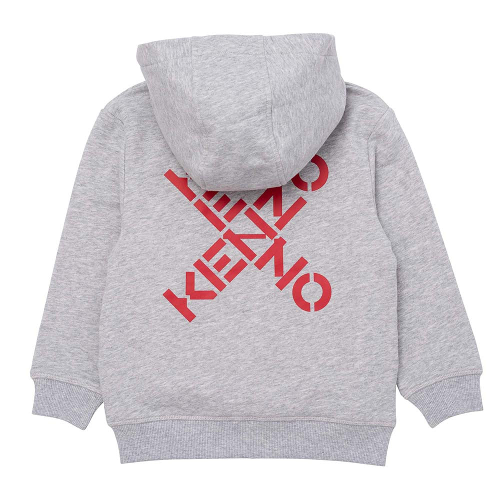 Kenzo Boys Big X Logo Hoodie Grey