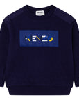 Kenzo Boys Logo Print Crew Neck Sweatshirt Navy