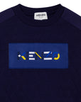 Kenzo Boys Logo Print Crew Neck Sweatshirt Navy