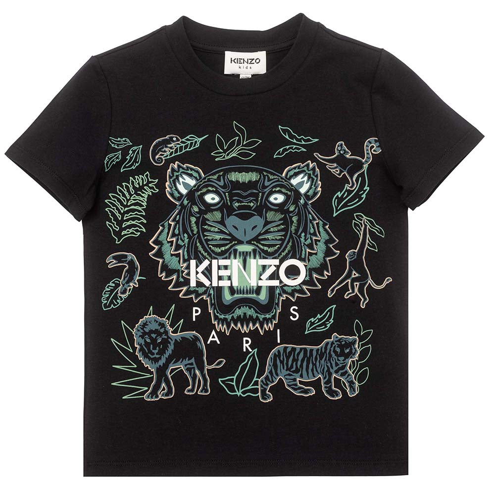 Kenzo Boys Tiger print T-Shirt Black