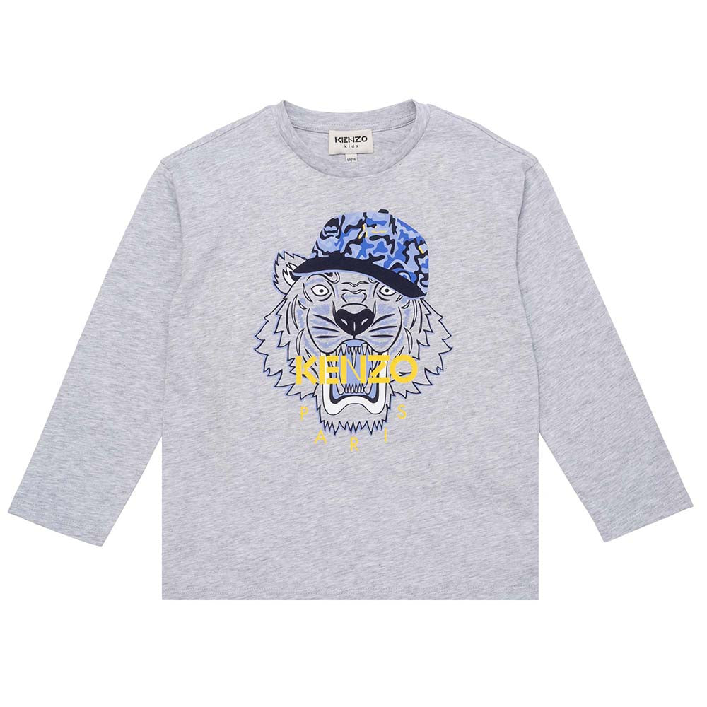 Kenzo Boys Long Sleeve Tiger T-Shirt Grey