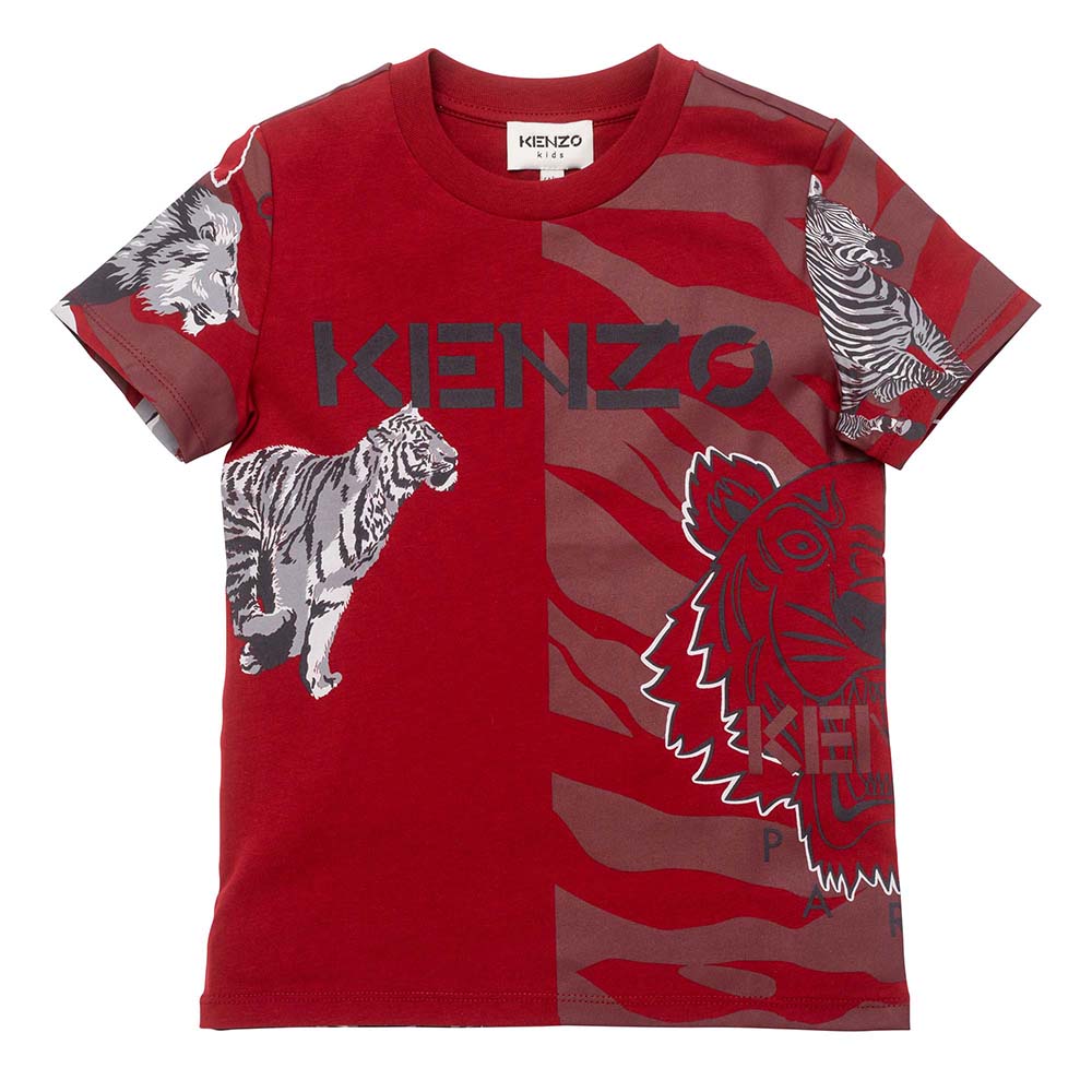 Kenzo Boys Animal Print T-Shirt Red