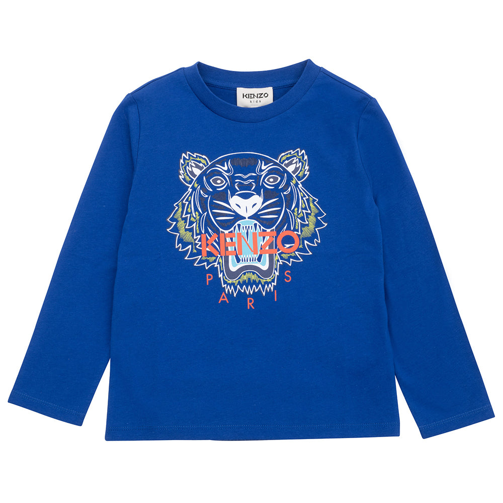 Kenzo Boys Tiger Print T-shirt Blue