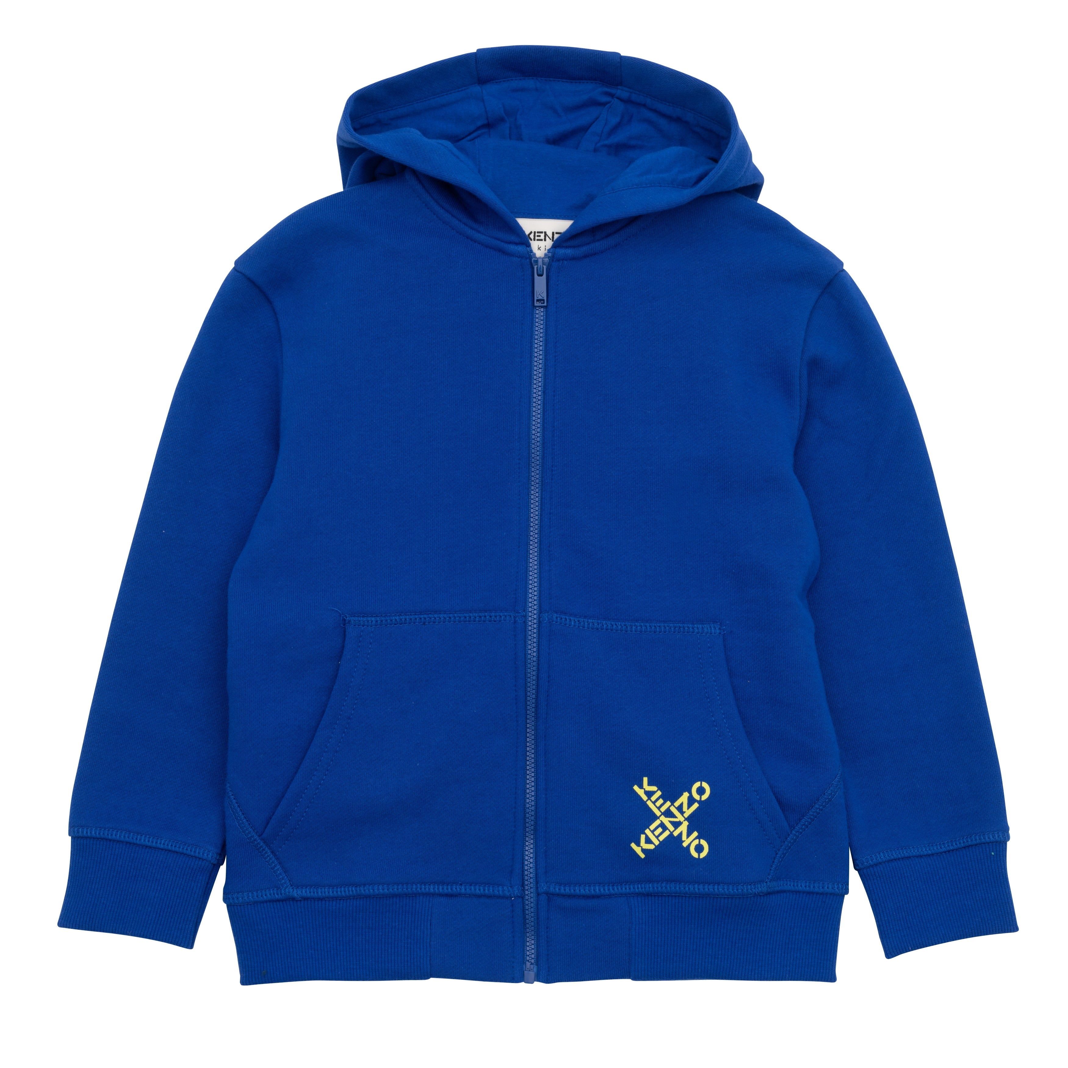 Kenzo Boys Across Logo Zip Up Hoodie Blue