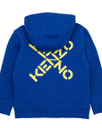 Kenzo Boys Across Logo Zip Up Hoodie Blue