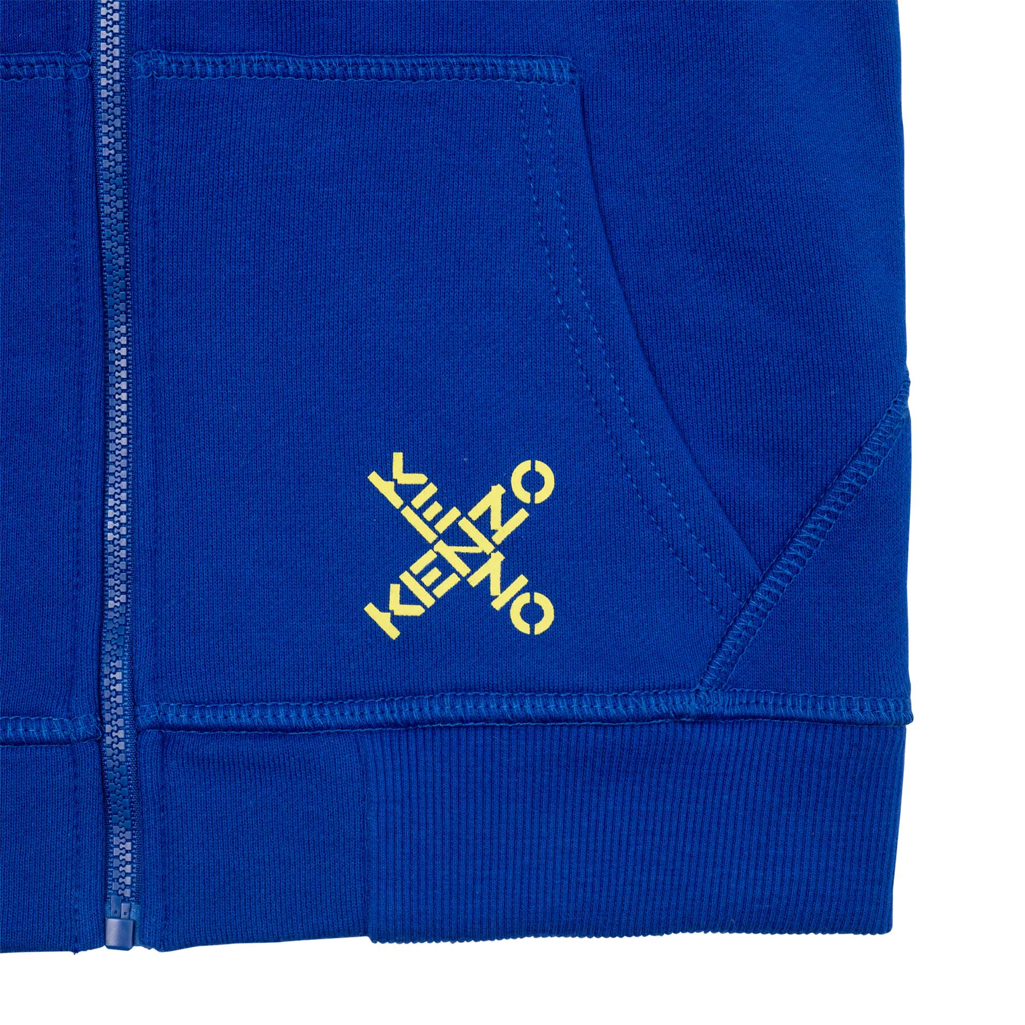 Kenzo Boys Across Logo Zip Up Hoodie Blue