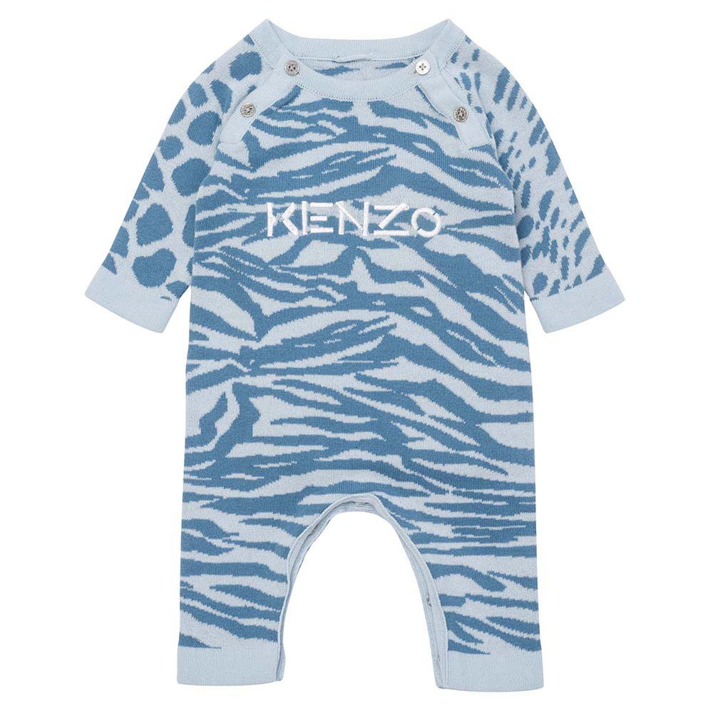 Kenzo Baby Boys Cotton Knit Romper Blue