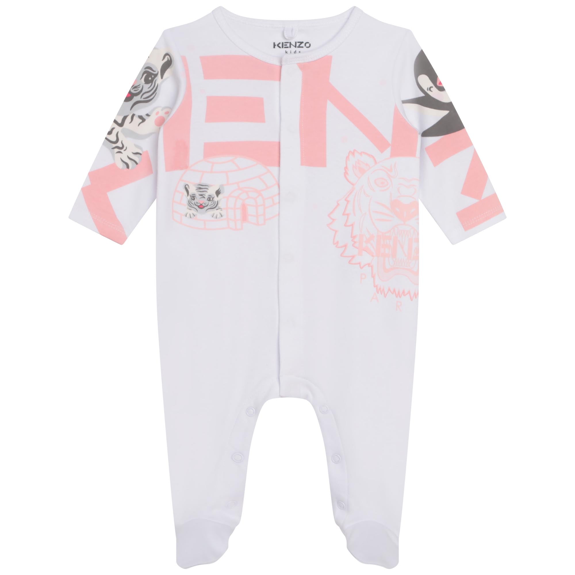 Kenzo Baby Girl Iconic Tiger Logo Romper White