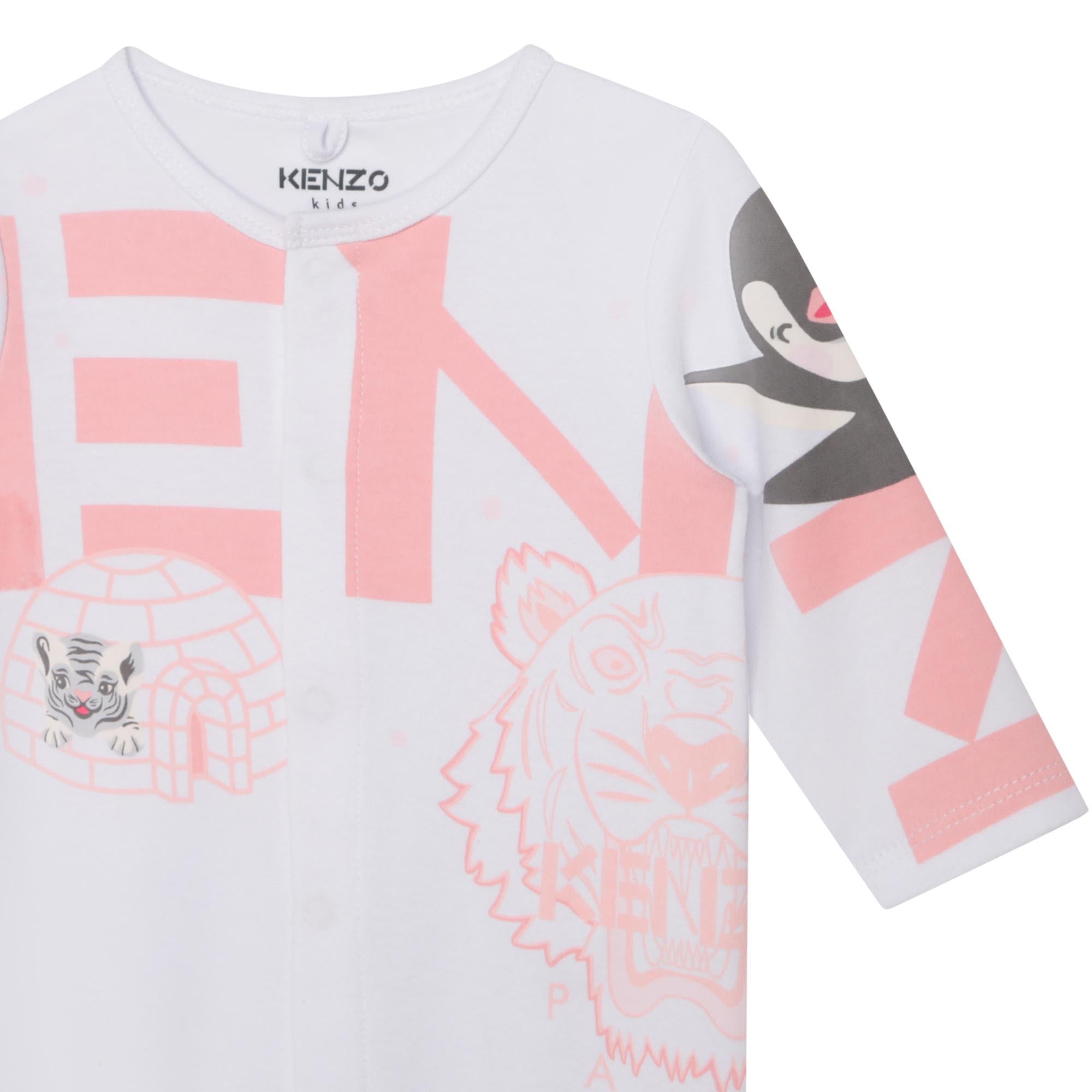 Kenzo Baby Girl Iconic Tiger Logo Romper White