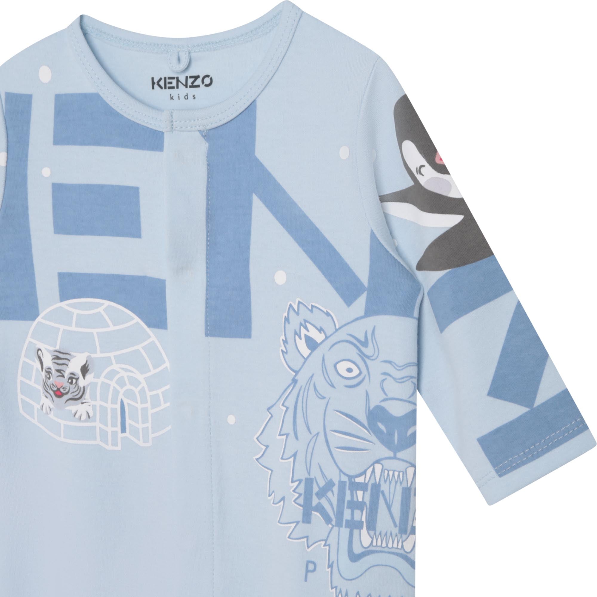 Kenzo Baby Boys Tiger Logo Sleepsuit Blue