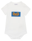 Dolce & Gabbana Jersey babygrow with logo print white