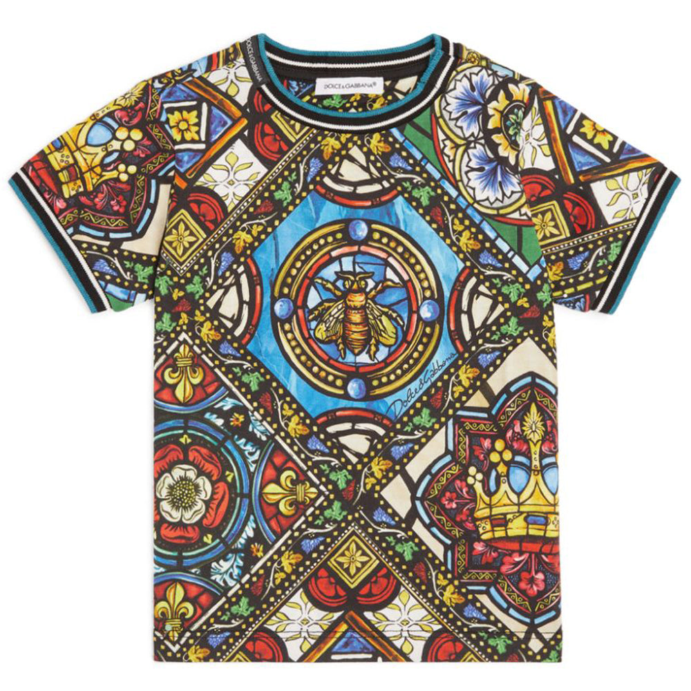 Dolce &amp; Gabbana Baby Boys Stained Glass T-shirt Blue