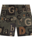 Dolce & Gabbana Boys Logo Print Swim Shorts Khaki
