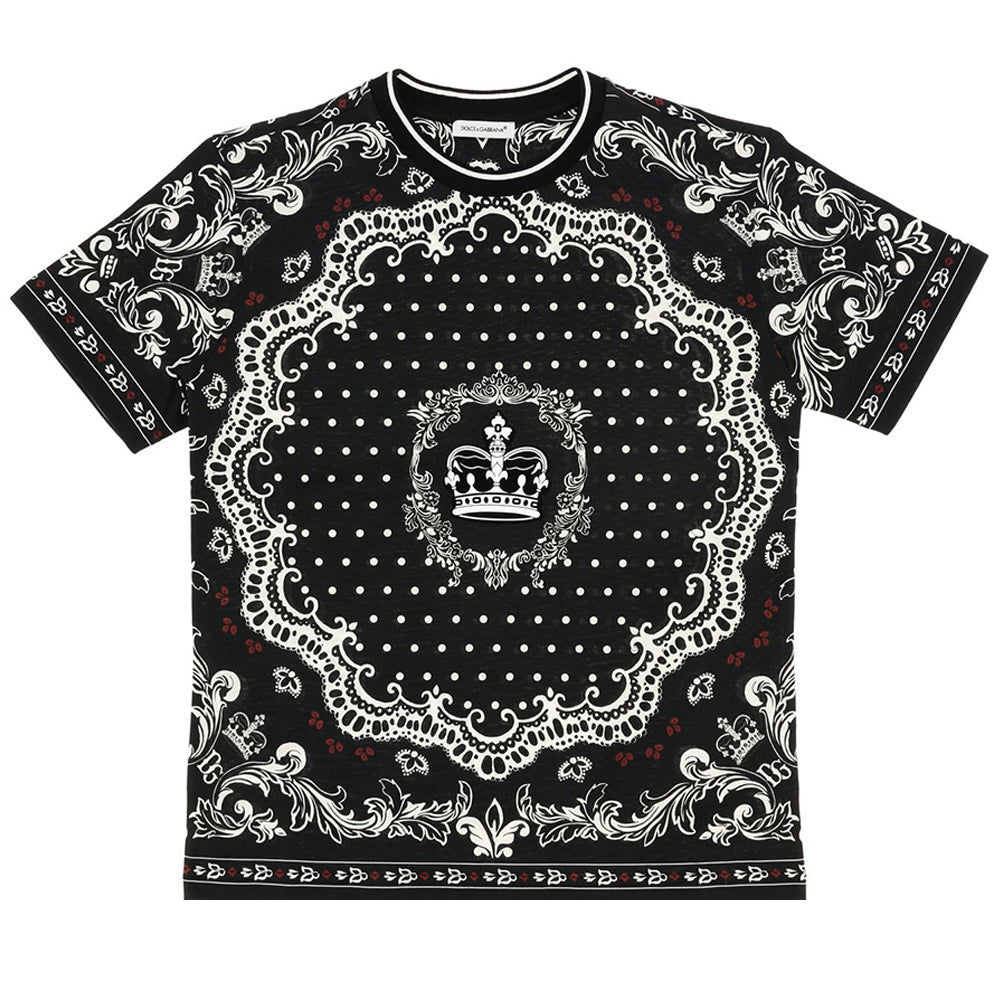 Dolce &amp; Gabbana Crown and Dots Print T-shirt Black