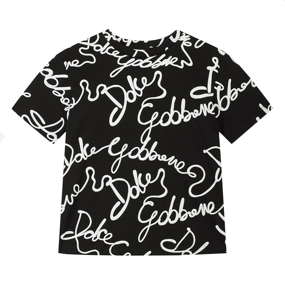 Dolce &amp; Gabbana Jersey T-shirt with all-over logo print Black