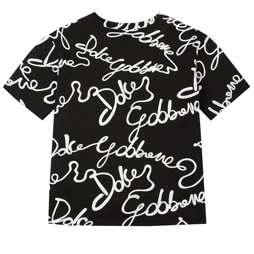 Dolce &amp; Gabbana Jersey T-shirt with all-over logo print Black
