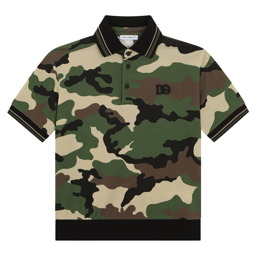 Dolce &amp; Gabbana Boys Camouflage Polo Khaki