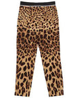 Dolce & Gabbana Girls Leopard Print Silk Leggings Brown