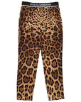 Dolce & Gabbana Girls Leopard Print Silk Leggings Brown