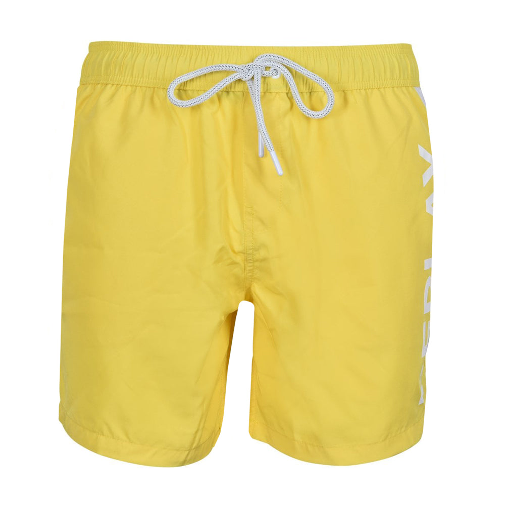 Replay Mens Logo Swim Shorts Yellow