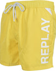 Replay Mens Logo Swim Shorts Yellow