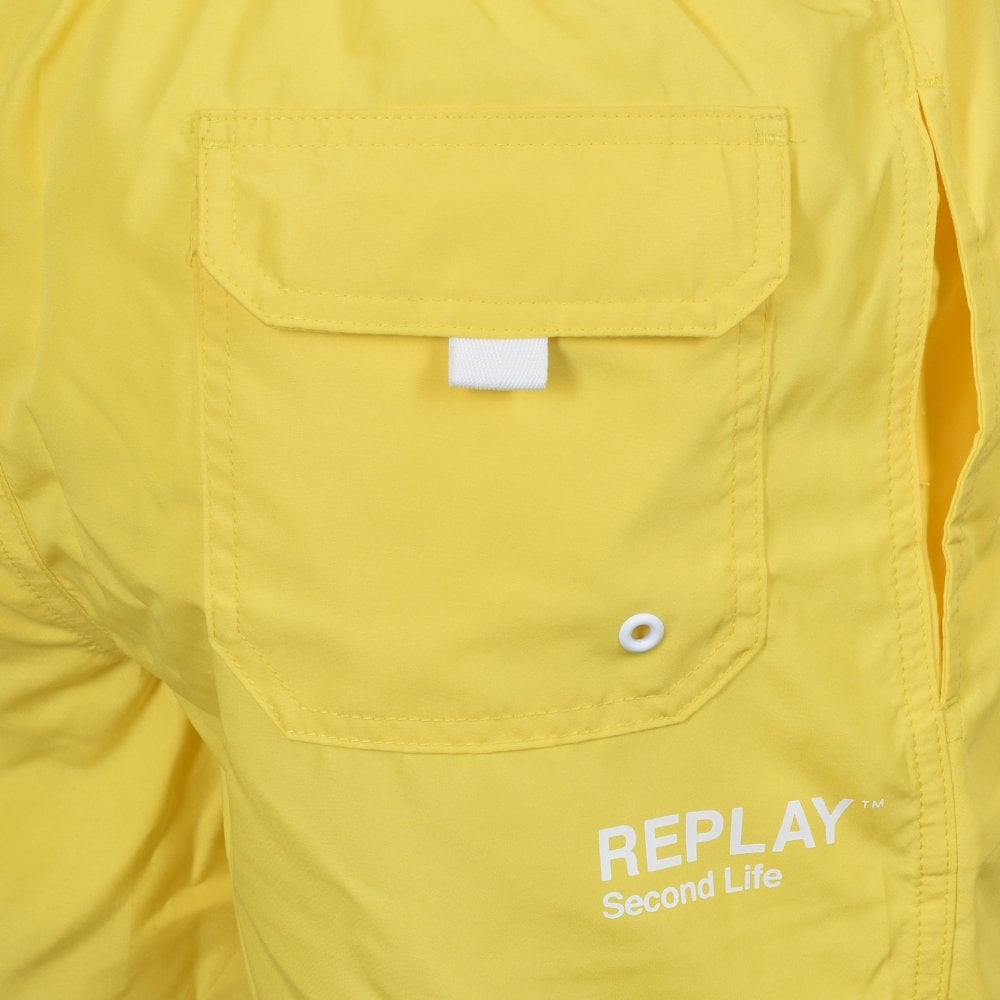 Replay Mens Logo Swim Shorts Yellow