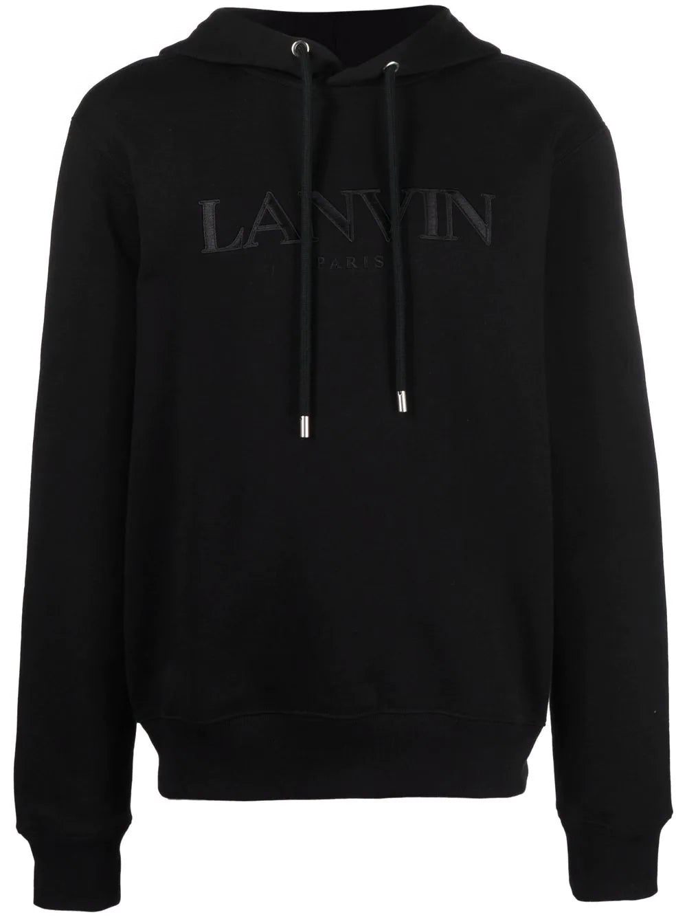 Lanvin Mens Embroidered Logo Hoodie Black