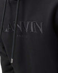 Lanvin Mens Embroidered Logo Hoodie Black
