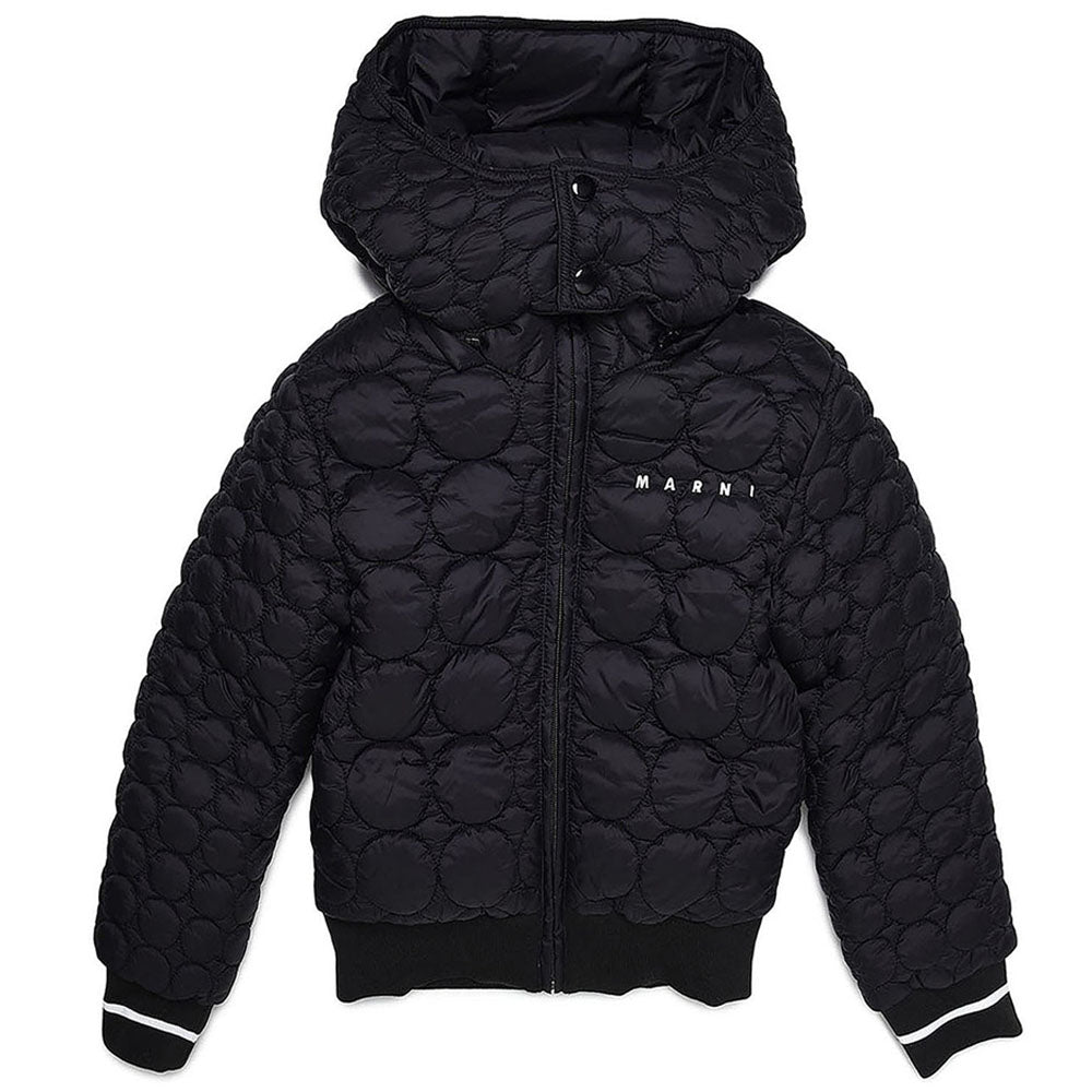 Marni Girls Printed Logo Hooded Jacket Black