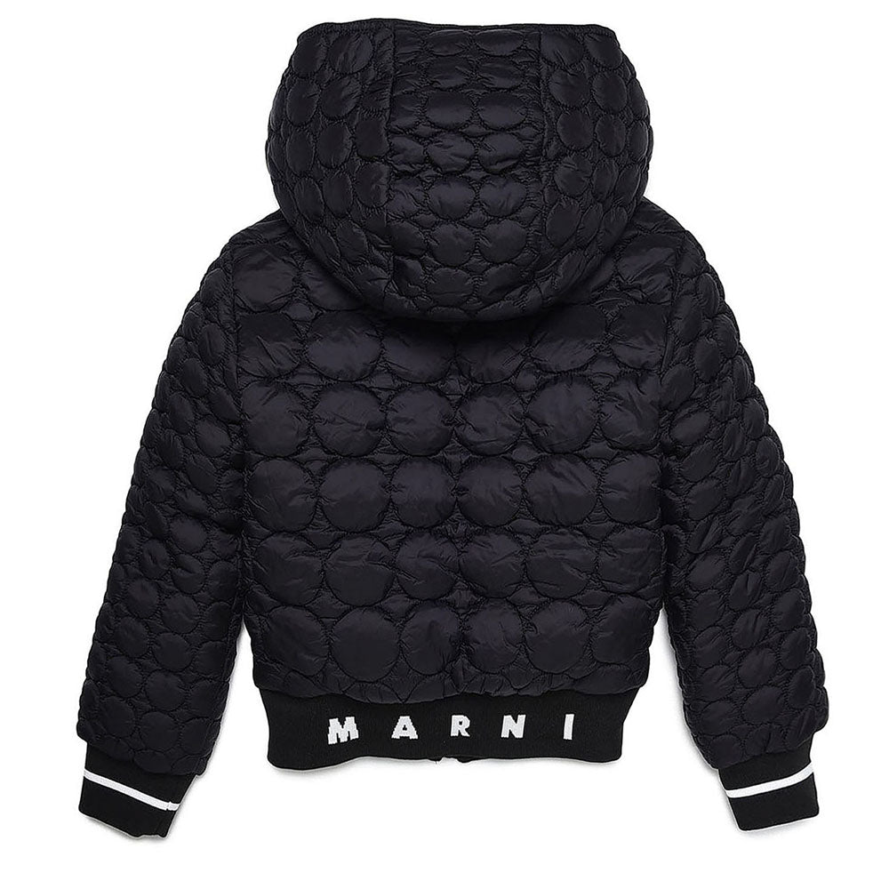 Marni Girls Printed Logo Hooded Jacket Black