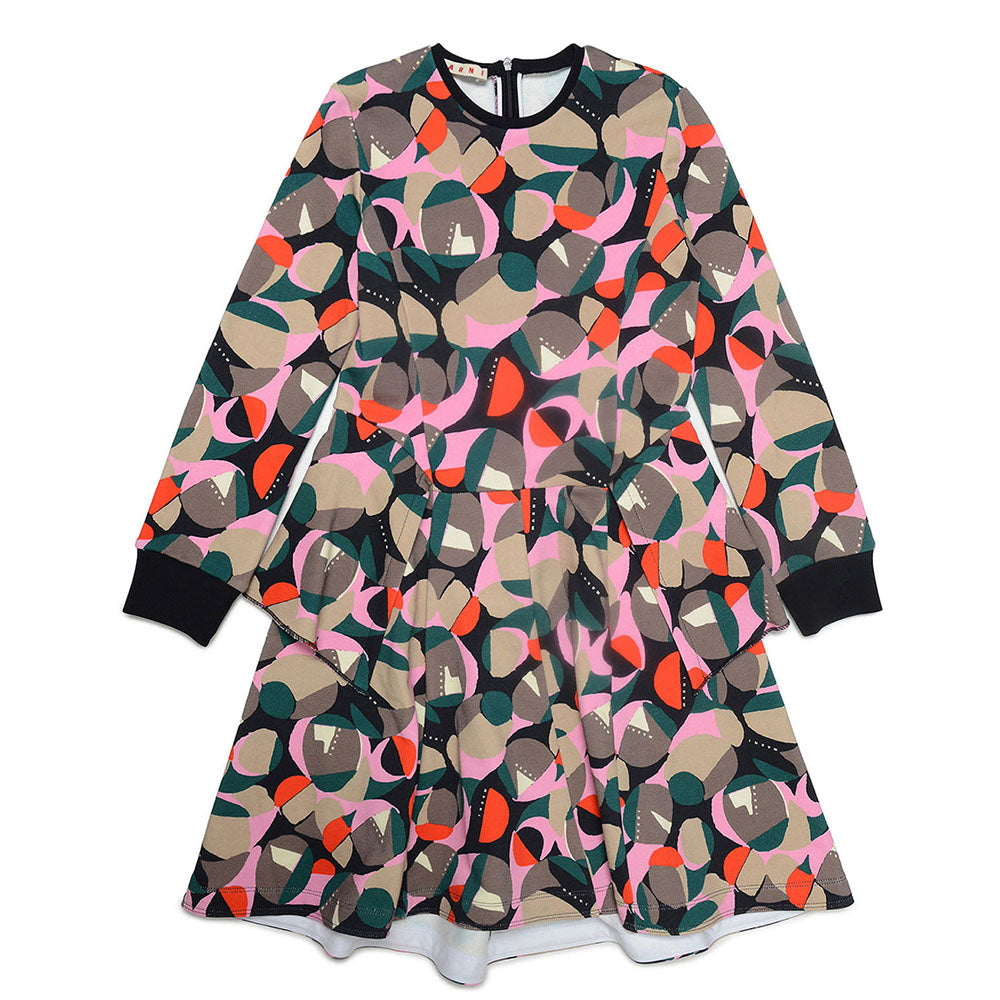 Marni Fleece Dress With All-Over Abstract Print Black