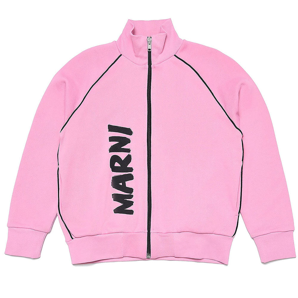 Marni Girls Zip Top With Vertical Brush Logo Pink