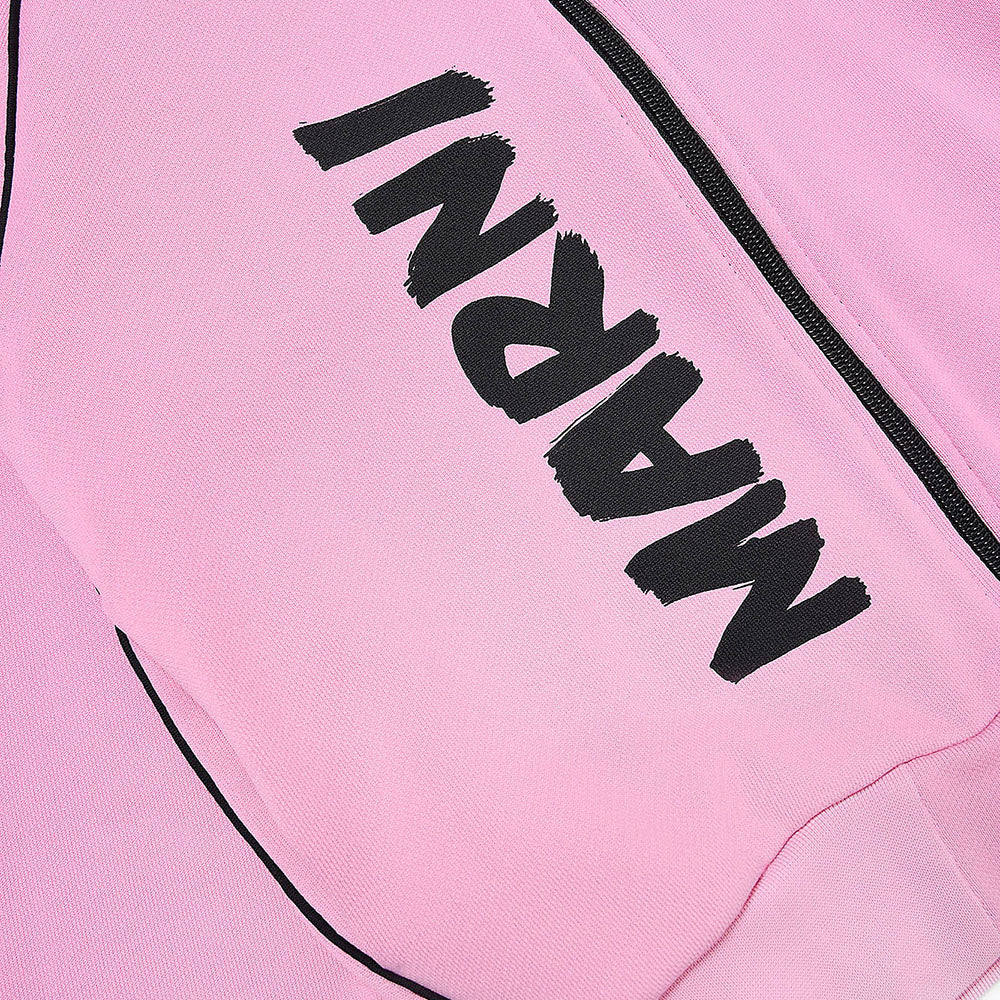 Marni Girls Zip Top With Vertical Brush Logo Pink