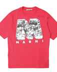 Marni Girls Sequin Logo T-shirt Red