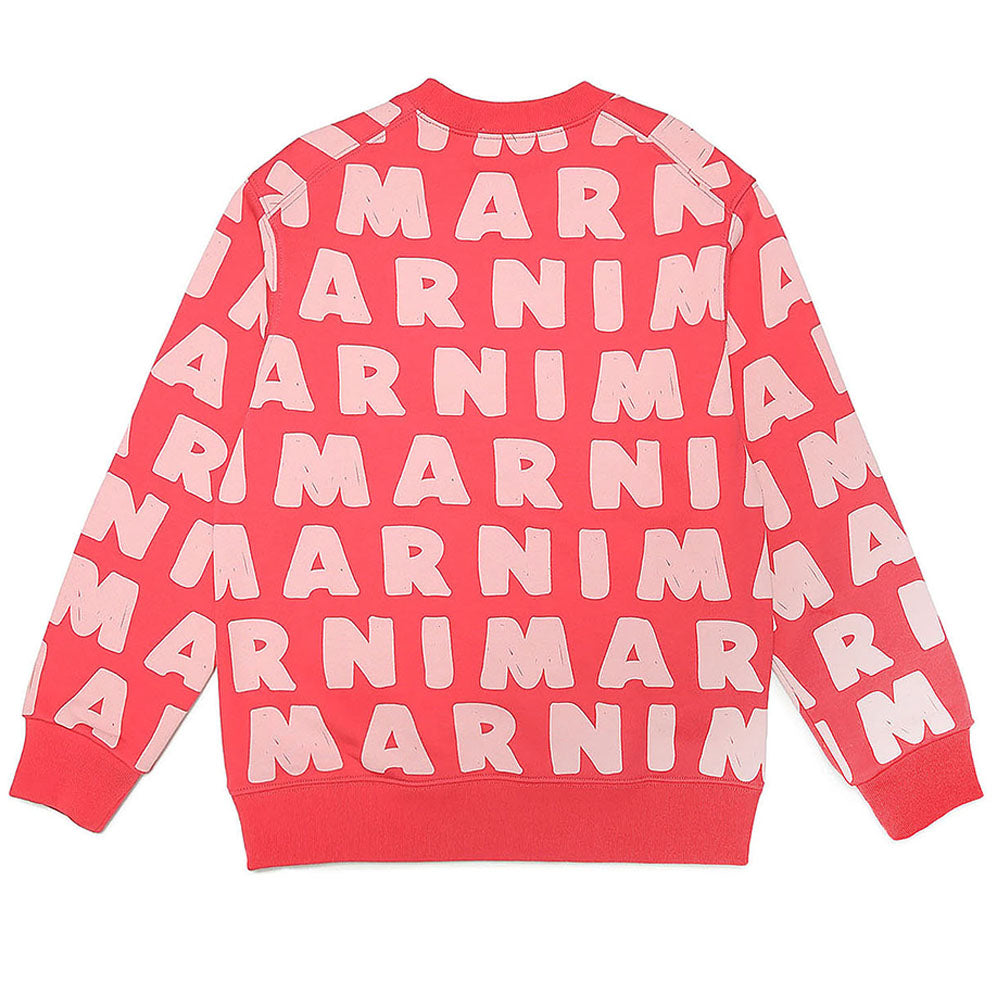 Marni Girls All-Over Print Sweater Red